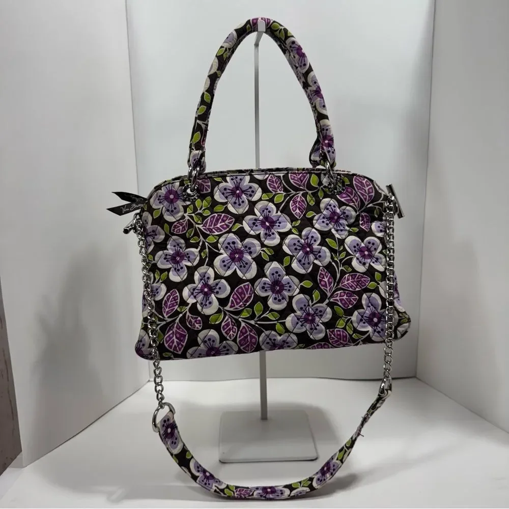 Vera Bradley Womens Vibrant Purple Plum Floral Multi Strap Shoulder Zip Bag